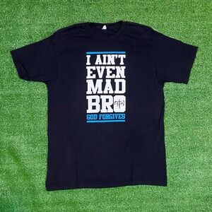 Vintage Y2K NOTW Ain’t Even Mad Bro God Forgives Tee Black Large Christian Jesus